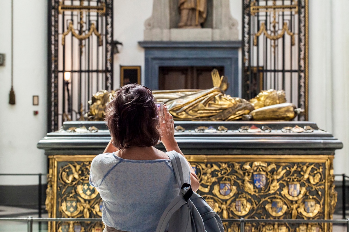 Gilded bronze tombs of Mary of Burgundy and Charles the Bold in the Church of Our Lady Bruges

